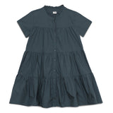 Kid Girls Frill Neck Half Sleeve Layered Dress