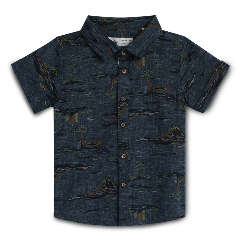 Baby Boys Collar Neck Half Sleeve Printed Shirt