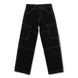 Kid Girls Black Denim Cargo Pant
