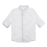 Baby Boys Grandad Neck Roll Up Sleeve White Shirt