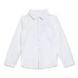 Kid Boys White Collar Neck Roll Up Sleeve Shirt