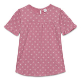 Kid Girls Round Neck Frilled Half Sleeve Printed Top