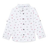 Baby Boys Collar Neck Roll Up Sleeve Printed Shirt