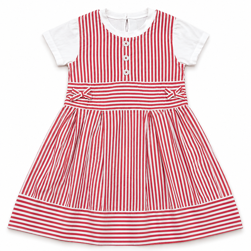 Kid Girls Sleeveless Dress With half Sleeve T-Shirt(2pcs set)