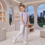 Kids Girls Peplum Hem Top With Palazzo Pant (2pcs Set)