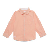 Baby Boys Collar Neck Roll Up Sleeve Polka Dot Printed Shirt