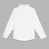 Kid Boys Collar Neck Roll Up Sleeve White Shirt