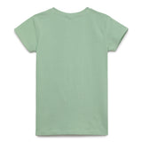 Kid Girls Round Neck Hal Sleeve Green Graphic Printed T-Shirt