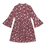 Kid Girls Fluted Sleeve Printed Knit Dress