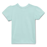 Baby Girls Round Neck Puff Sleeve Green Graphic T-Shirt