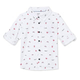 Baby Boys Collar Neck Roll Up Sleeve Printed Shirt