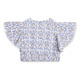 Kid Girls V Neck Flutter Sleeve Cropped Top
