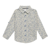 Baby Boys Collar Neck Roll Up Sleeve Printed Shirt
