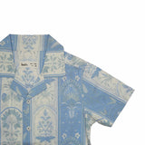 Kid Boys Safari Collar Neck Half Sleeve Blue Printed Shirt