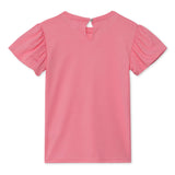Kid Girls Round Neck Pleated Balloon Sleeve Top