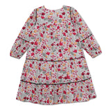 Kid Girls Decorative Tie Up Neck Printed Dress
