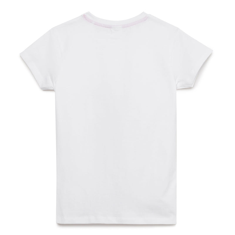 Kid Girls Round Neck Half Sleeve White Graphic Printed T-Shirt