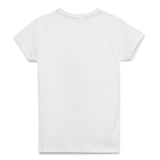 Kid Girls Round Neck Half Sleeve White Graphic Printed T-Shirt