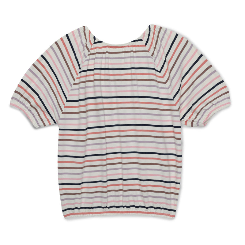 Kid Girls  Multi Striped Raglan Half Sleeve Knit Top