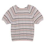Kid Girls  Multi Striped Raglan Half Sleeve Knit Top