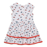 Baby Girls Peter Pan Collar Neck Cap Sleeve Printed Dress With Headband(2pcs set)