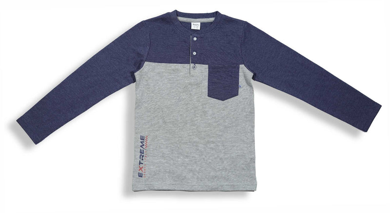 Kid Boys Henley Neck Full Sleeve T-Shirt