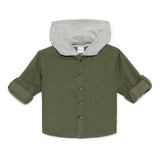 Baby Boys Collar Hooded Rollup Sleeve Shirt