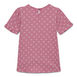 Kid Girls Round Neck Frilled Half Sleeve Printed Top