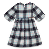 Kid Girls Frill Neck Balloon Sleeve Checks Dress