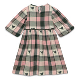 Kid Girls Frill Neck Balloon Sleeve Checks Dress
