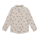 Baby Boys Grandad Neck Roll Up Sleeve Printed Shirt