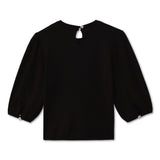 Kid Girl Round Neck Black Short Top