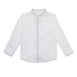 Baby Boys Grandad Neck Roll Up Sleeve White Shirt