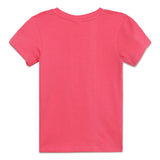 Baby Girls Round Neck Puff Sleeve Fuchsia Graphic T-Shirt