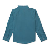 Kid Boys Collar Neck Roll Up Sleeve Shirt