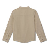 Kid Boys Grandad Neck Neck Roll Up Sleeve Shirt