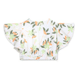 Kid Girls V Neck Flutter Sleeve Cropped Top
