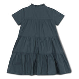 Kid Girls Frill Neck Half Sleeve Layered Dress