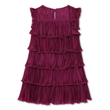 Girls Purple Pleated Frill Layered Dress