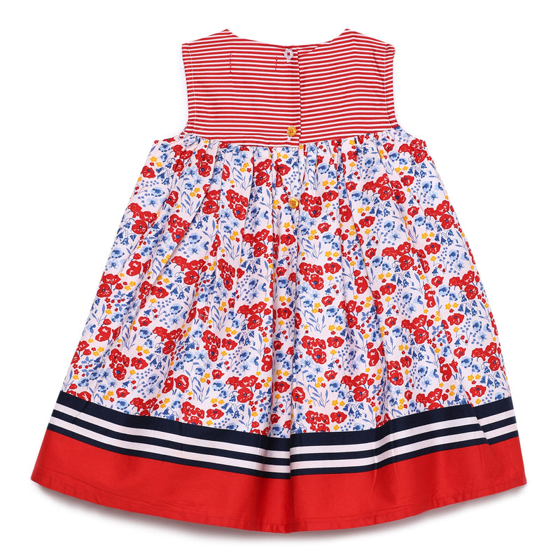 Baby Girls Decorative Sleeveless Printed Dress