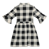 Kid Girls Fluted Sleeve Checks Printed Dress
