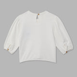 Kid Girl Round Neck  White Short Top