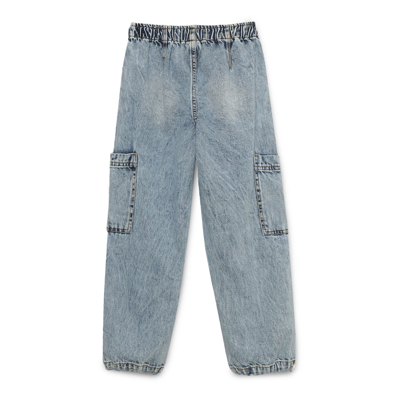 Kid Girls Toggled Blue Jogger Denim Pant