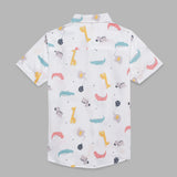 Kid Boys Collar Neck Half Sleeve Printed Shirt