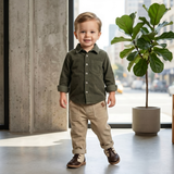 Baby Boys Corduroy Olive Shirt