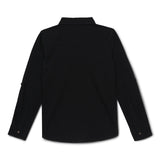 Kid Boys Collar Neck Roll Up Sleeve Solid Shirt