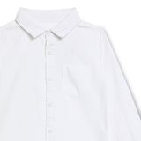 Kid Boys White Collar Neck Roll Up Sleeve Shirt
