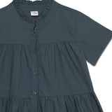 Kid Girls Frill Neck Half Sleeve Layered Dress