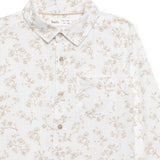 Kid Boys Collar Neck Roll Up Sleeve Printed Shirt