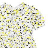 Kid Girls Tie Up Neck Puff Sleeve Printed Dress